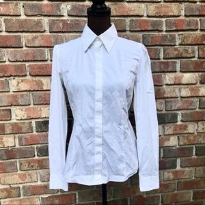 [Lafayette 148] Solid White Button Down Shirt